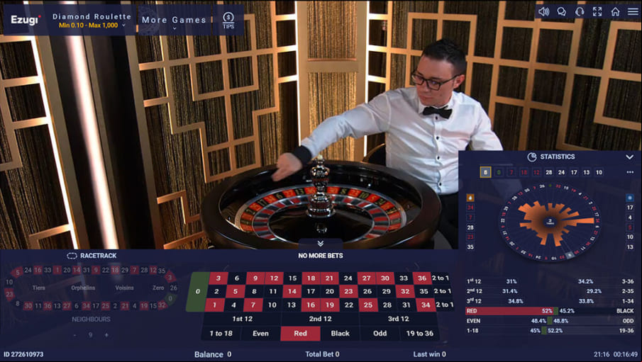 Screen Live Diamond Roulette 2