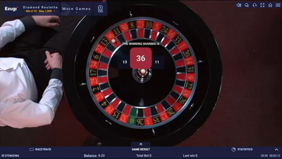 Screen Live Diamond Roulette 3