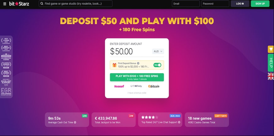 BitStarz screen 1