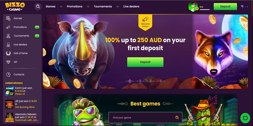 Bizzo Casino screen 1