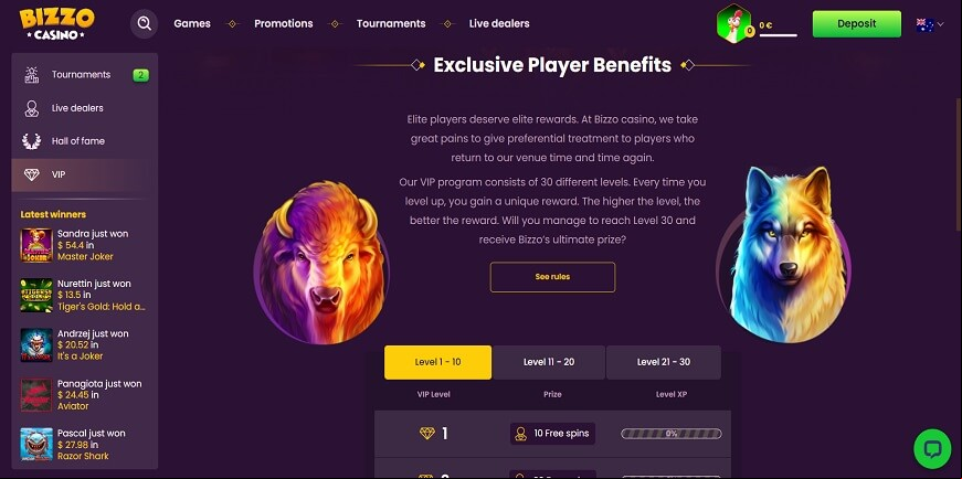 Bizzo Casino screen 4