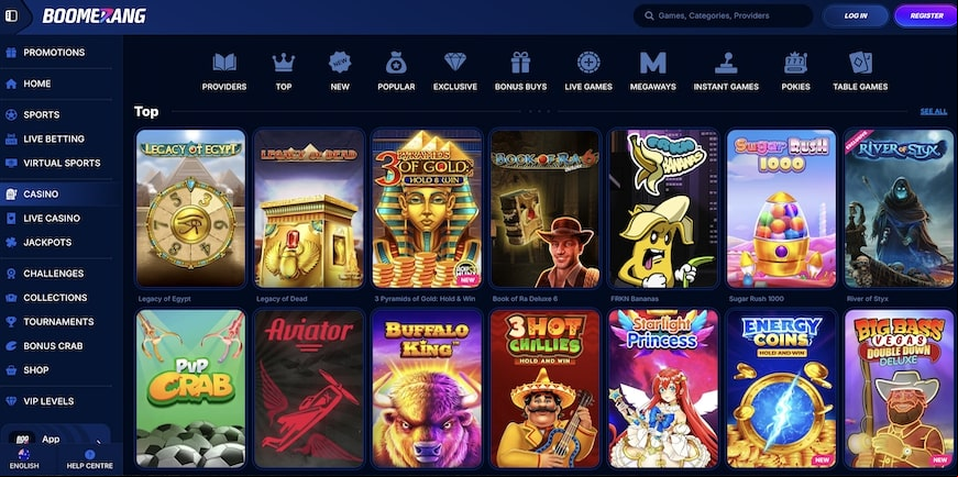 Boomerang.bet screen 1