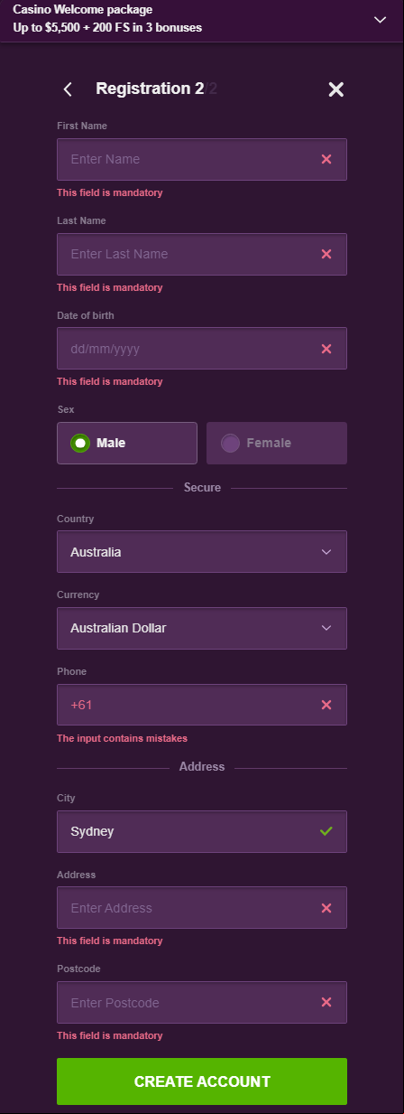 malina casino registration