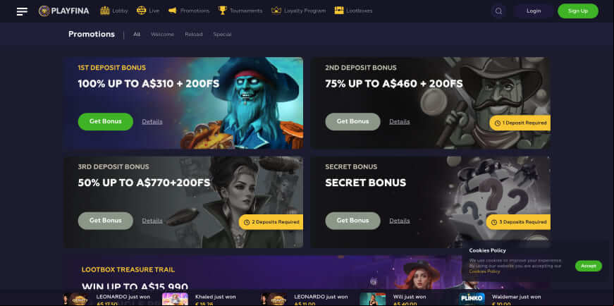 Playfina Casino screen 4