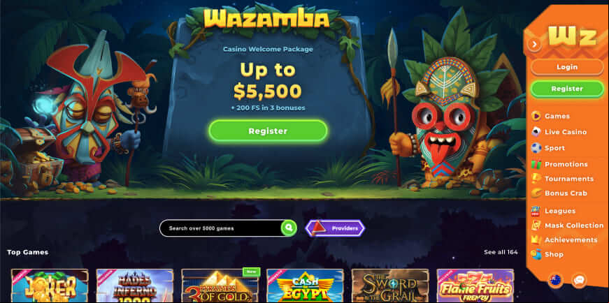 Wazamba screen 1