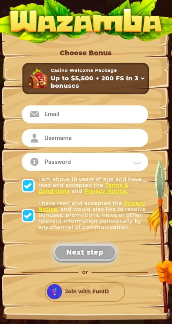 wazamba casino registration