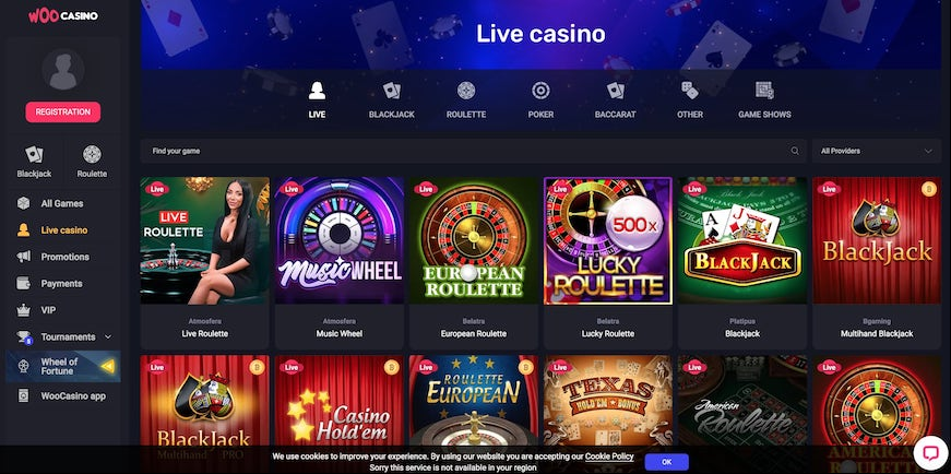 Woo Casino screen 1