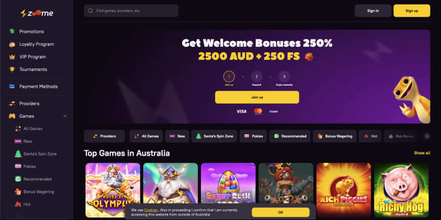 Zoome Casino screen 1