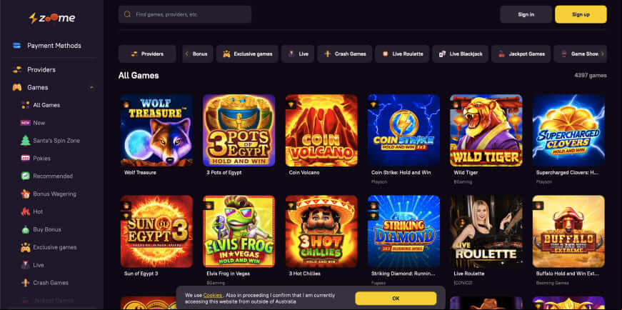 Zoome Casino screen 2