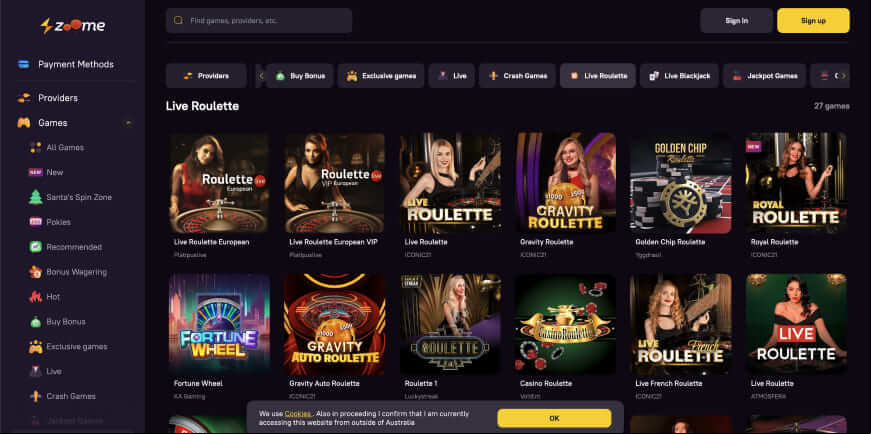 Zoome Casino screen 3