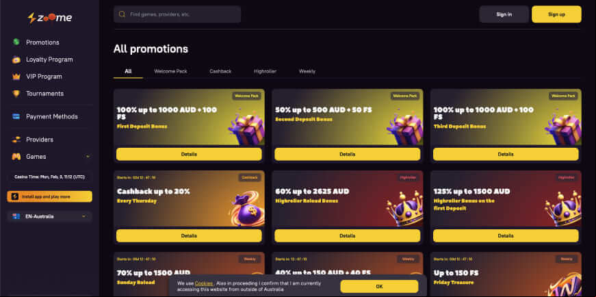 Zoome Casino screen 4