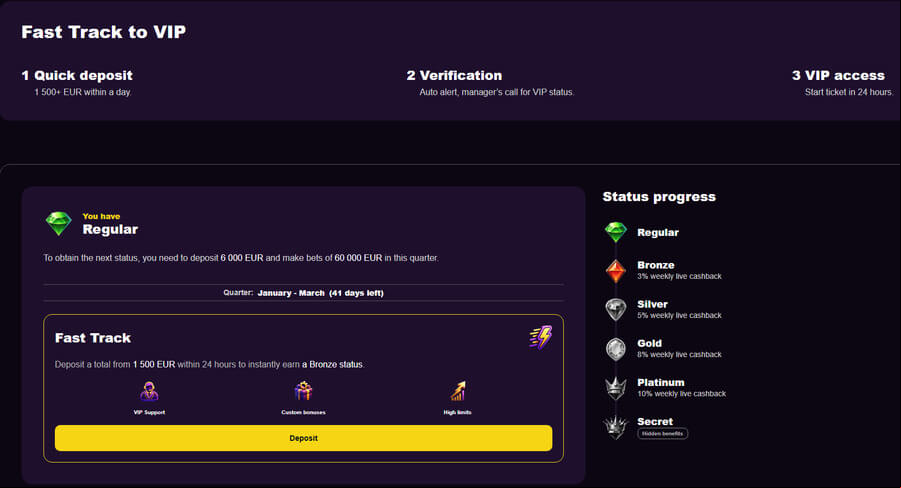 zoome casino vip program
